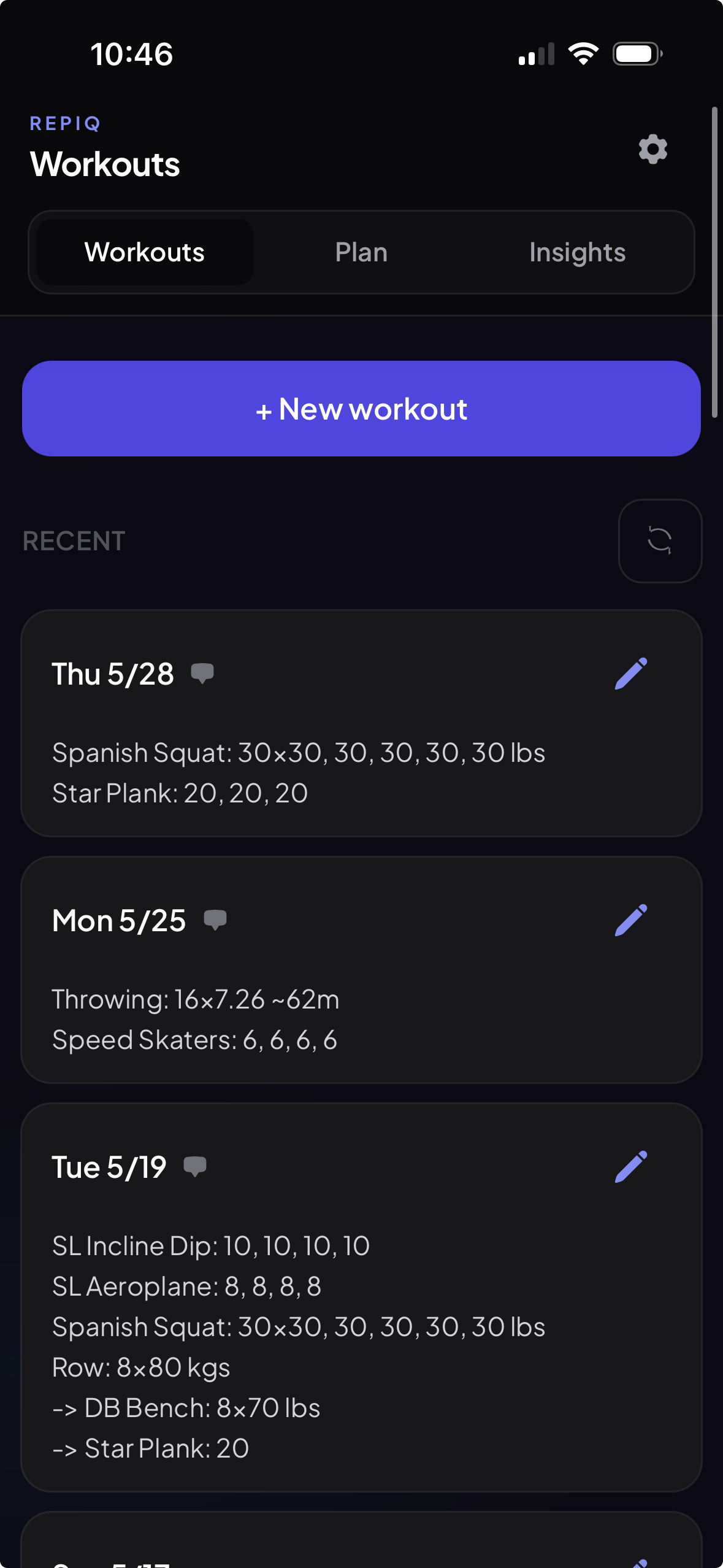 RepIQ workouts
