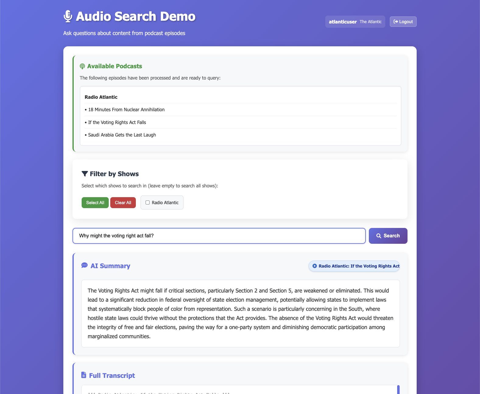 Unido audio search